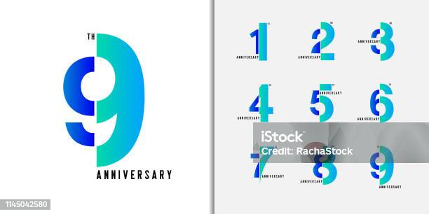 Set Of Anniversary Logotype Modern Colorful Anniversary Celebration Icons Design For Company Profile Booklet Leaflet Magazine Brochure Poster Web Invitation Or Greeting Card Stock Illustration - Download Image Now