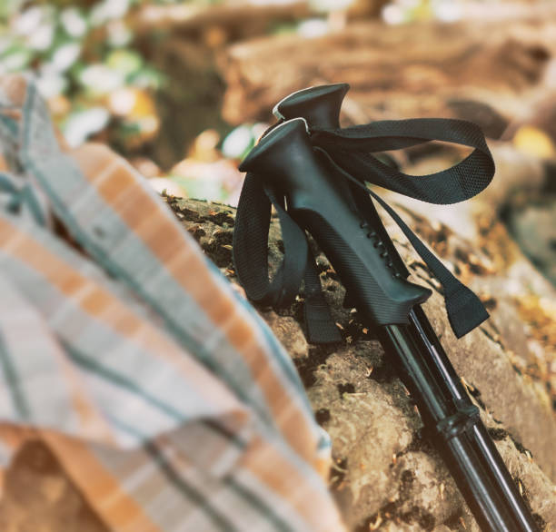 istock Hiking poles outdoor, close-up. 1145043882