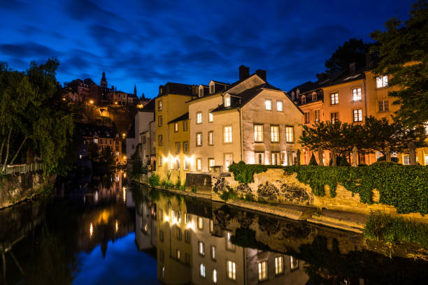 istock Beautiful Alzette river side scene on road Rue Munster 1145045242