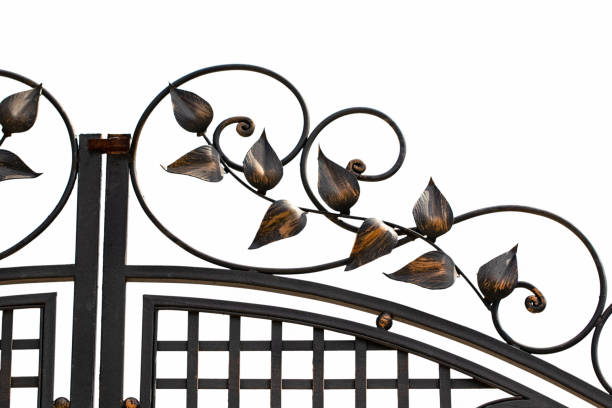 istock wrought-iron gates, ornamental forging, forged elements close-up 1145045464