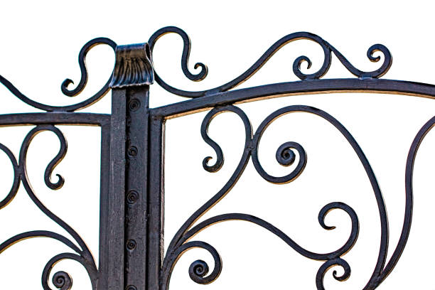 istock wrought-iron gates, ornamental forging, forged elements close-up 1145045487