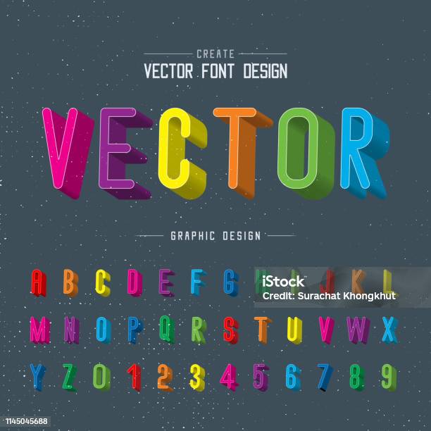 Three Color Script Font 3d Font Color And Alphabet Vector Writing Letter Style Typeface Design ...