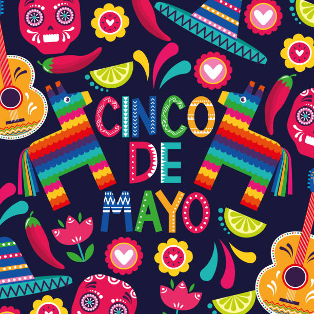 ilustraciones, imágenes clip art, dibujos animados e iconos de stock de cinco de mayo vector illustration - mexican culture cinco de mayo backgrounds sombrero