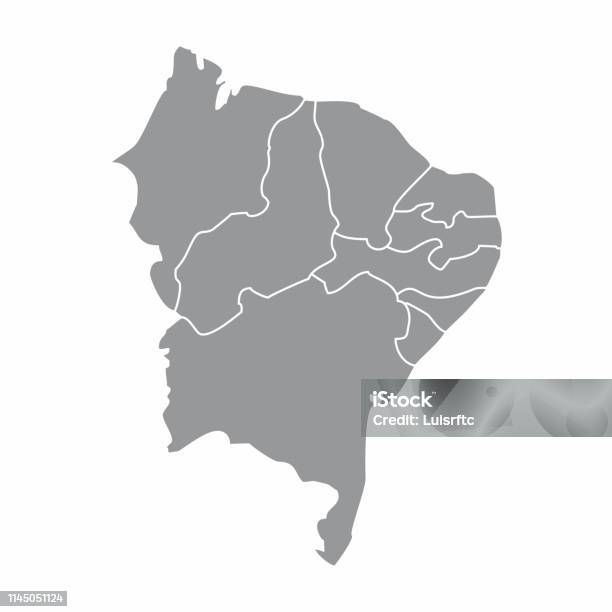 Mappa Della Regione Nordorientale Del Brasile Immagini vettoriali