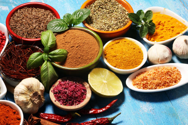 istock Spices and herbs variation on table. Food and cuisine ingredients. 1145051211