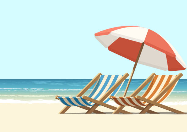 illustrazioni stock, clip art, cartoni animati e icone di tendenza di spiaggia - outdoor chair