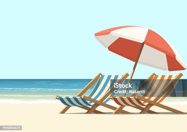 Beach Stock Illustration - Download Image Now - Beach, Summer, Beach Umbrella