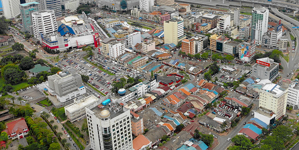 Johor, Malaysia - Jan 25,29019 : Bahru city view from the sky on a sunny day.