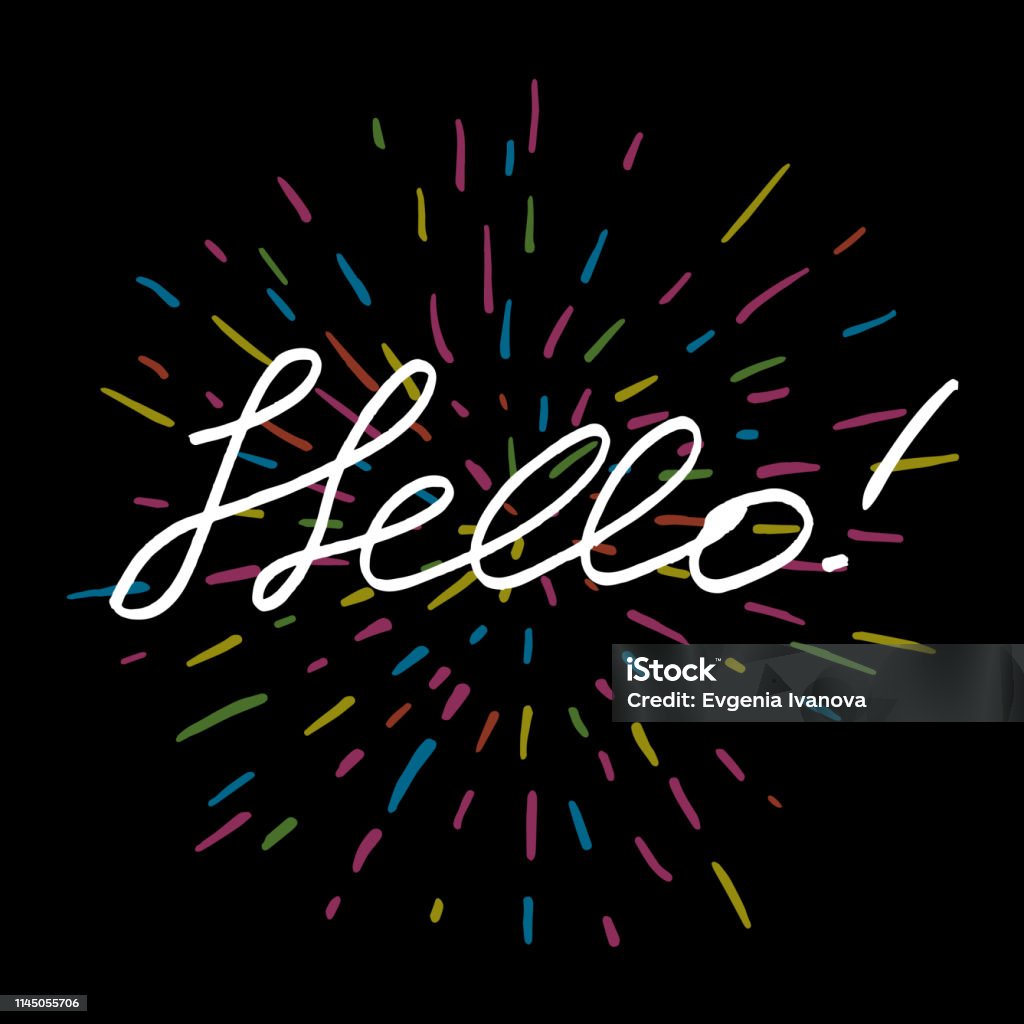 Hello Rises Text Hello Text Vector Lettering Best Art Stock Illustration - Download ...