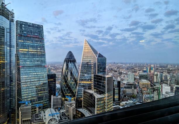 Skyline of London, England View of london's skyline from Skygarden, England city of london photos stock pictures, royalty-free photos & images