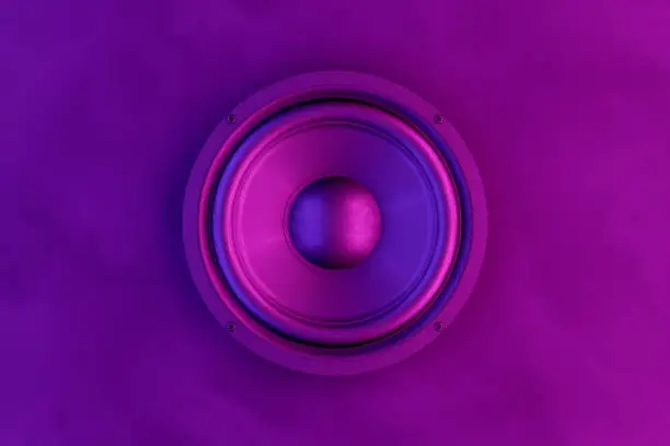 Photo of Audio Speaker Background with Neon Lights