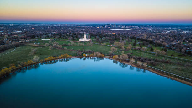 istock Denver Sunset Drone Photography 1145058942