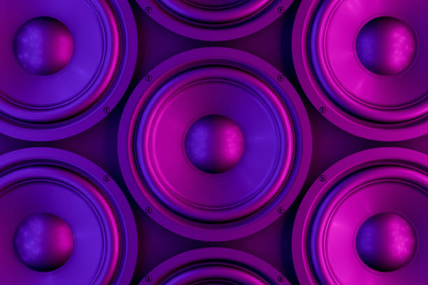 istock Audio Speaker Background with Neon Lights 1145059211