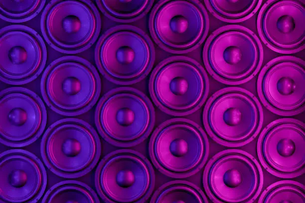 Photo of Audio Speaker Background with Neon Lights