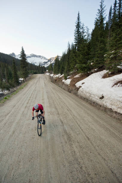 istock Gravel Road Bicycle Rider 1145062389