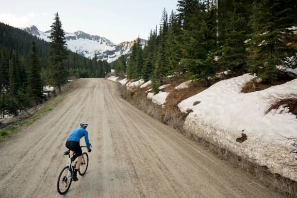 istock Gravel Road Bicycle Rider 1145062449