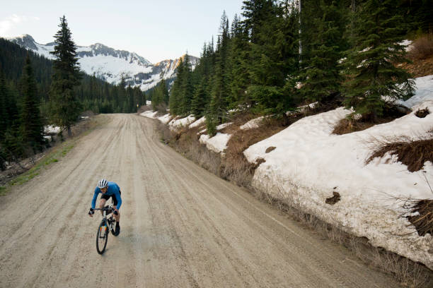 istock Gravel Road Bicycle Rider 1145062504