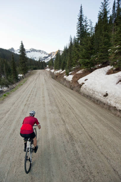 istock Gravel Road Bicycle Rider 1145063219