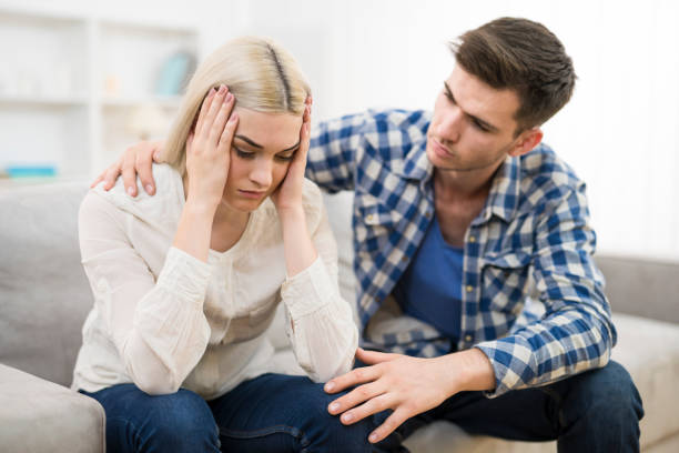 istock The man hug depressed woman 1145066948