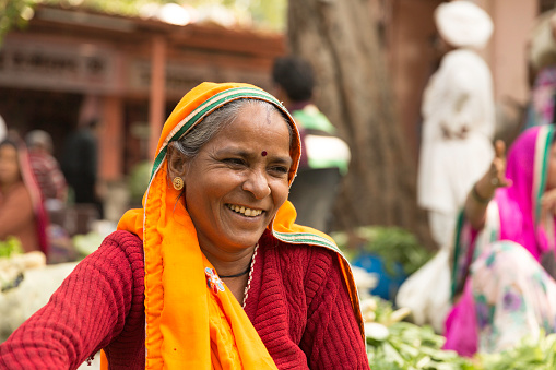 Street Vendor Indian Woman Smiling