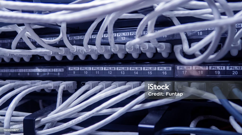 Internet Server Panel Modern Network Panel Switch And Lan Cable In Data Center Server Room ...