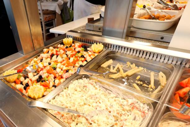 istock self service restaurant with many raw and cooked foods 1145072676