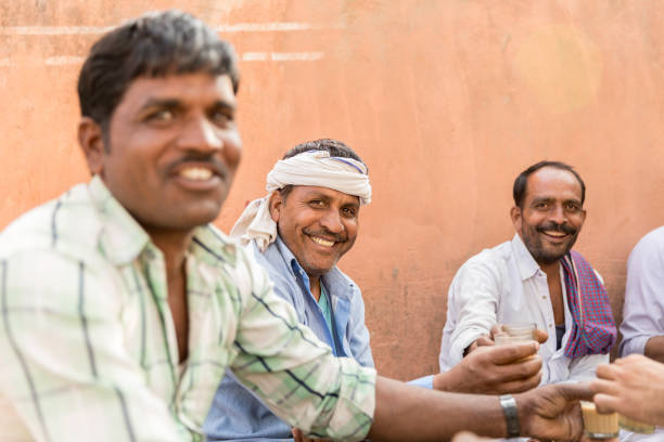 Indian Friends Drinking Traditional Chai
