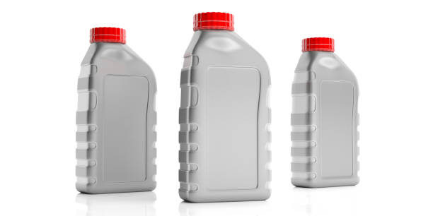 motor oil bottles no label isolated against white background. 3d illustration - motor oil bottle imagens e fotografias de stock