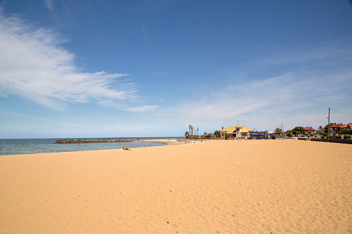 Williamstown Beach in Melbourne, Australia. A popular tourist area during the summer holidays.