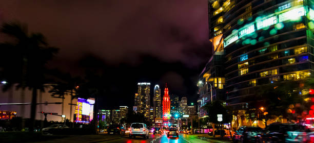 istock Traffic in downtown Miami at night 1145092988