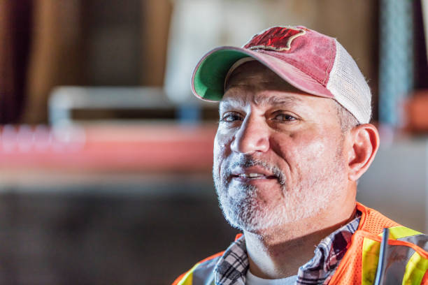 istock Face of Hispanic man working in warehouse 1145096505