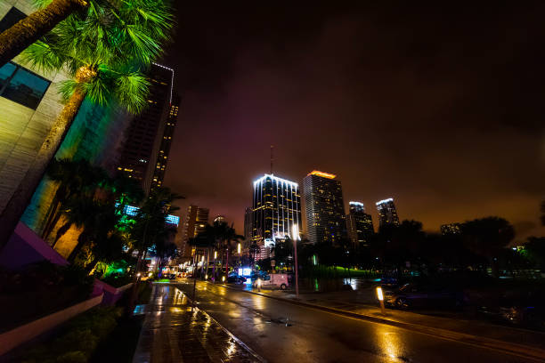 istock Skyscrapers by bayfront park in Miami at night 1145097579