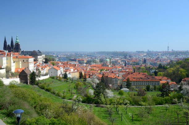 istock Panoramic view of Prague from Strahov Monastery in spring 1145099616