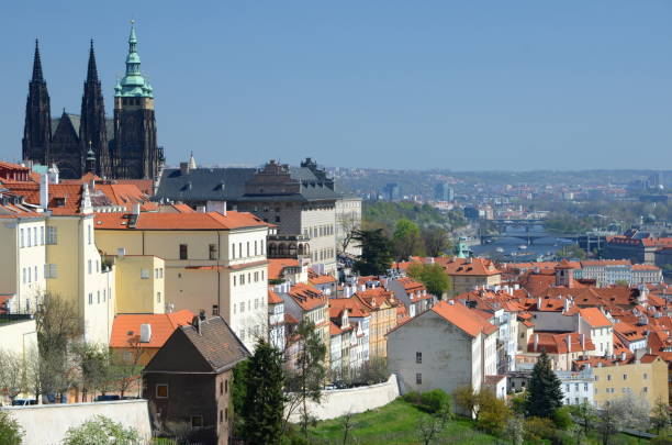 istock Panoramic view of Prague from Strahov Monastery in spring 1145099617