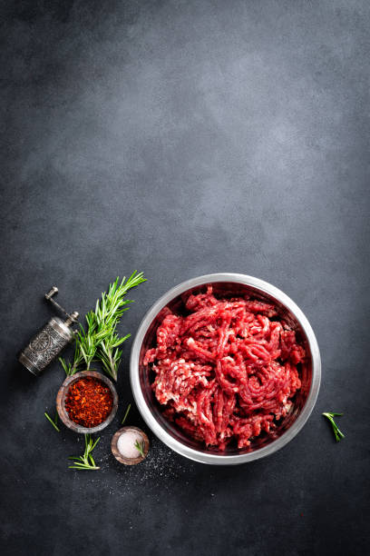 istock Mince. Ground meat with ingredients for cooking 1145100142