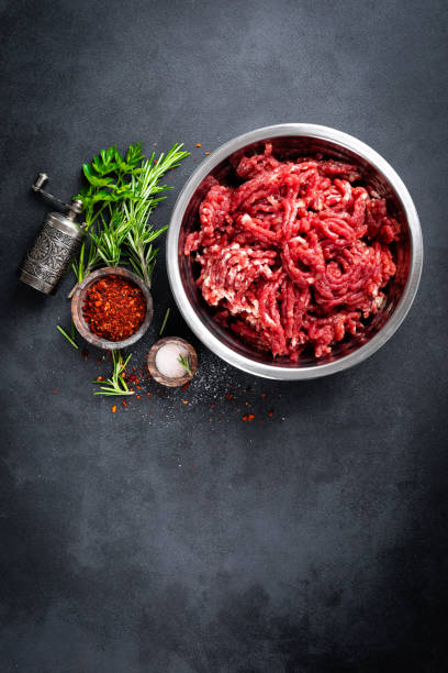 istock Mince. Ground meat with ingredients for cooking 1145100444