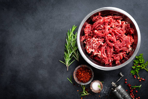 istock Mince. Ground meat with ingredients for cooking 1145100458