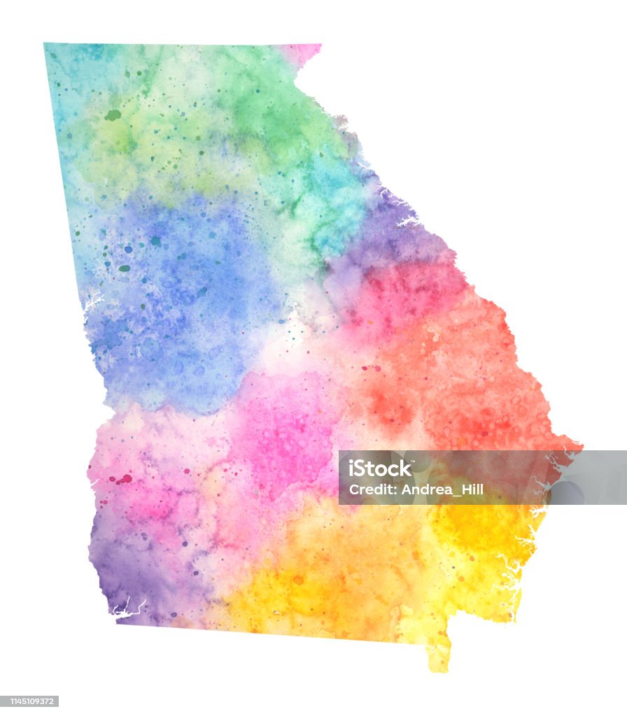 Georgia Watercolor Raster Map Illustration in Pastel Colors Abstract stock illustration