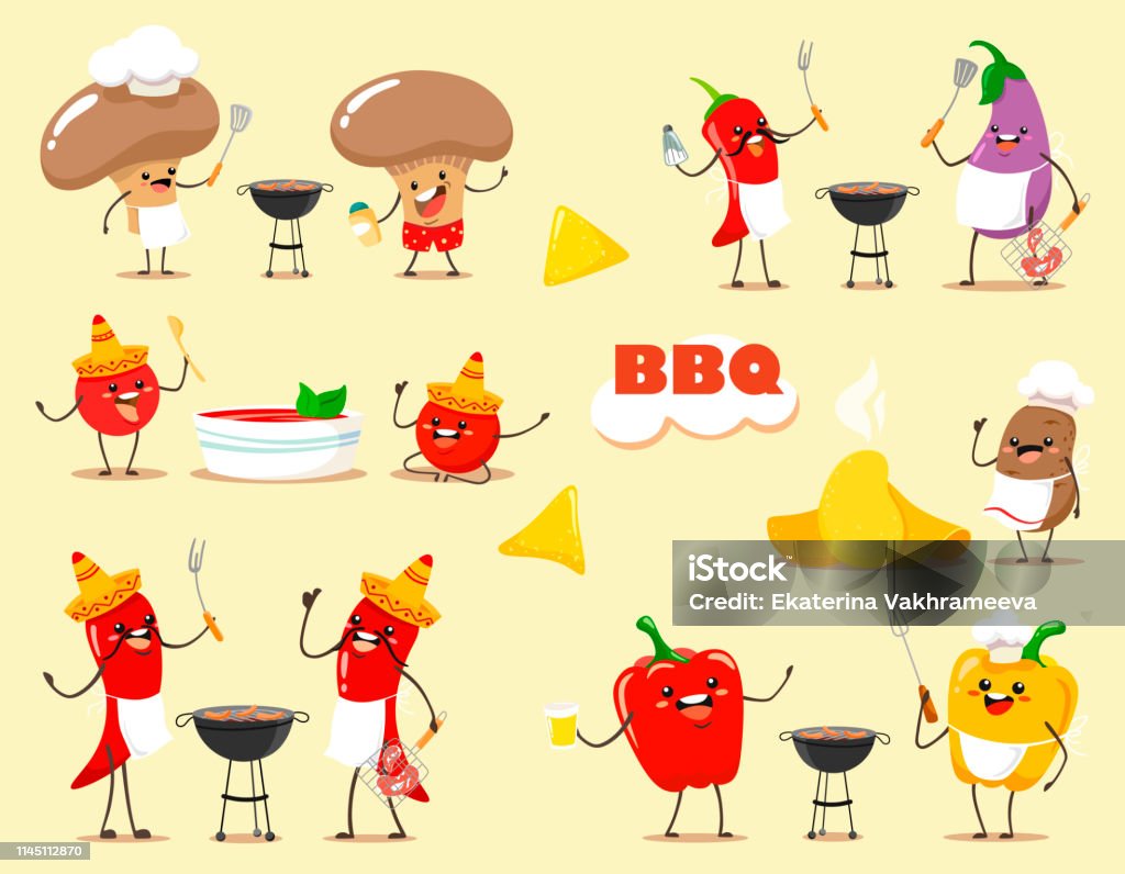 Ilustración de Divertidas Verduras De Dibujos Animados Kawaii Cocinar Barbacoa Ilustración Vectorial De Un Estilo Plano y más Vectores Libres de Derechos de Personaje - iStock Ilustración de Divertidas Verduras De Dibujos Animados Kawaii Cocinar Barbacoa Ilustración Vectorial De Un Estilo Plano y más Vectores Libres de Derechos de Personaje - iStock
