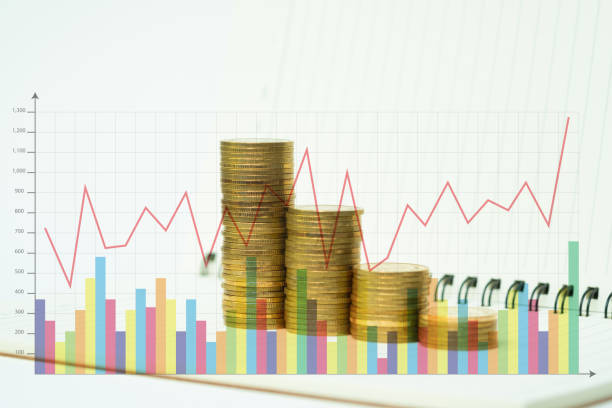 istock Step of coins stack on notebook paper with copy space for add text, financial and business planning concept. 1145121964
