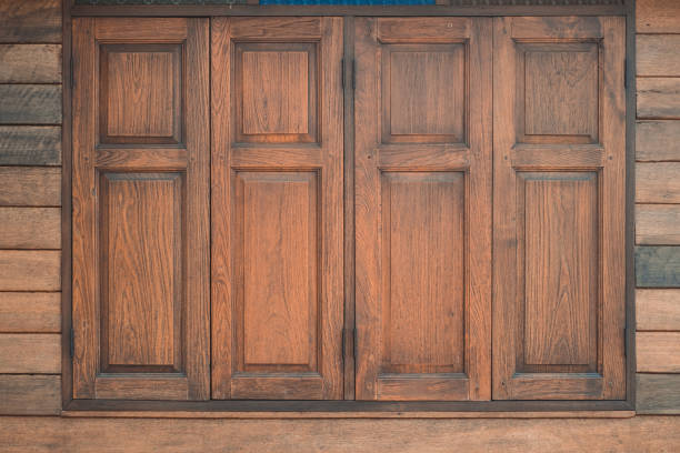 istock Old grunge wood simple window. wooden surface. 1145121986