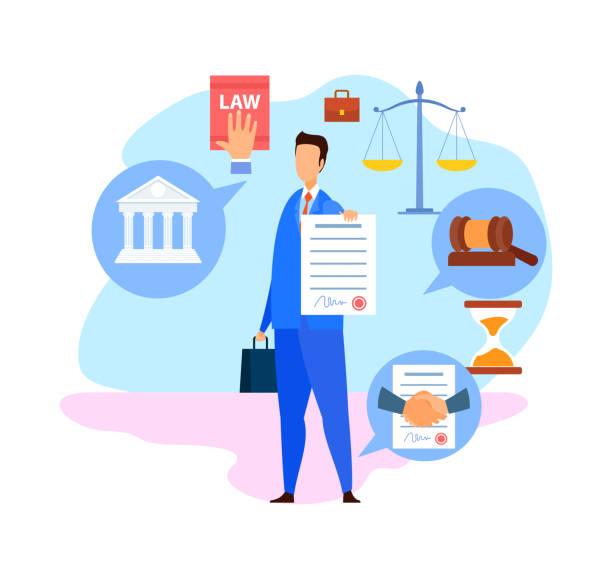 Corporate Lawyer, Advisor Flat Vector Character Corporate Lawyer, Advisor Flat Vector Character. Advocate, Consultant Holding Signed Business Agreement, Contract. Law and Justice Symbols. Successful Negotiations Cartoon Illustration entrepreneur clipart stock illustrations