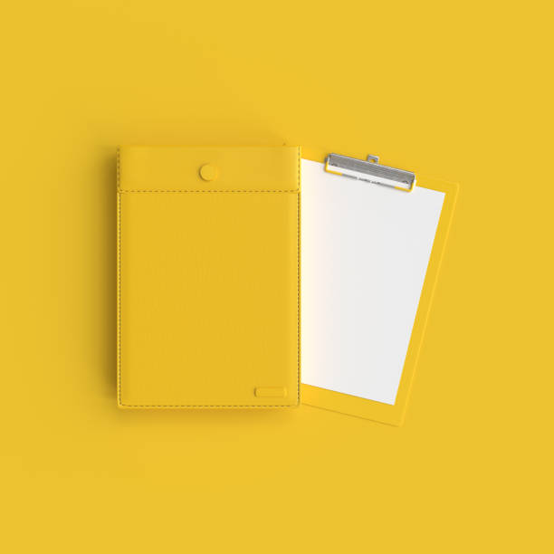 Clipboard mockup yellow color background.