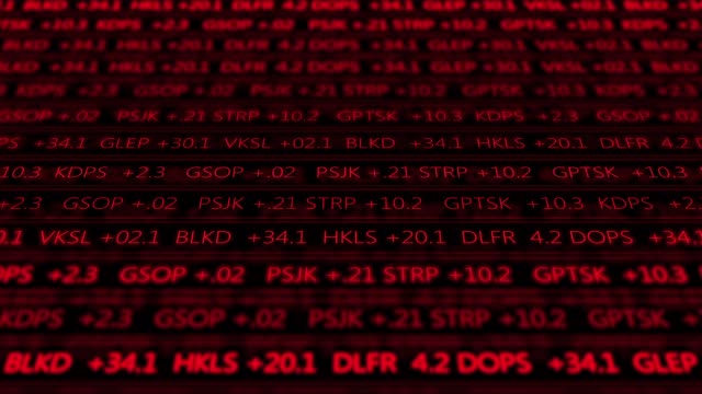 Futuristic digital stock exchange numbers flowing in computer V1 - Red 2