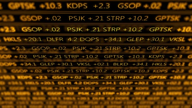 Futuristic digital stock exchange numbers flowing in computer V1 -Orange 1