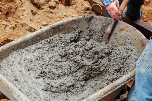 istock Newly upgraded in laying gray concrete paving 1145136188