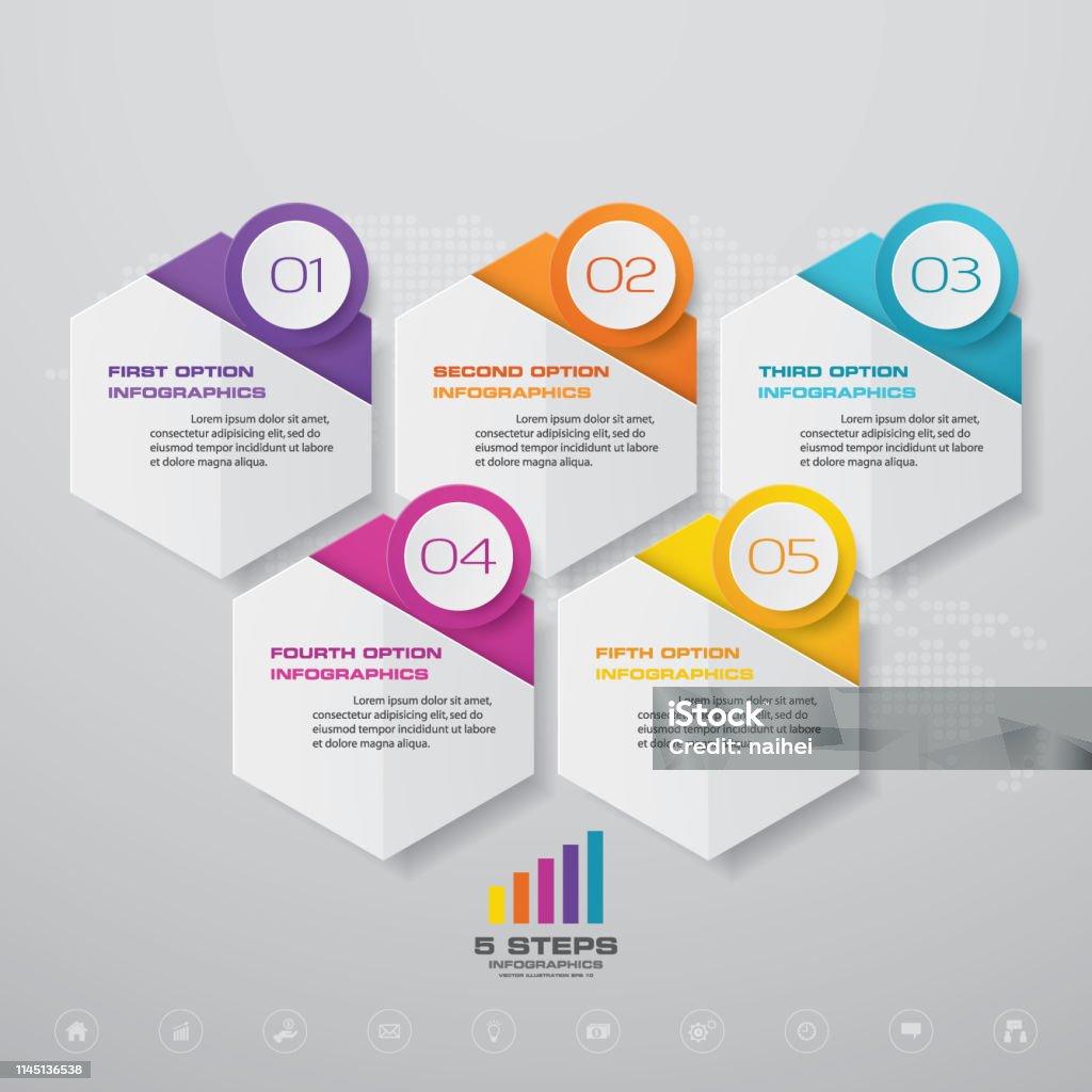 5 Steps Simpleeditable Process Chart Infographics Element Stock ...