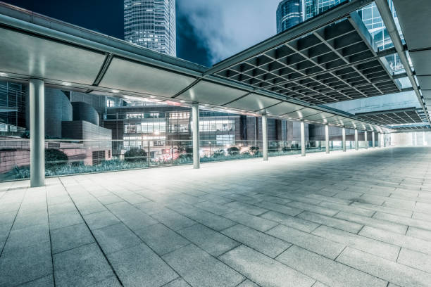 istock empty walkway with roofed structure at building entrance 1145139537