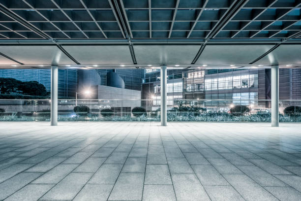 istock empty walkway with roofed structure at building entrance 1145139639