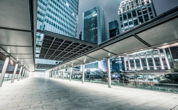 istock empty walkway with roofed structure at building entrance 1145139643